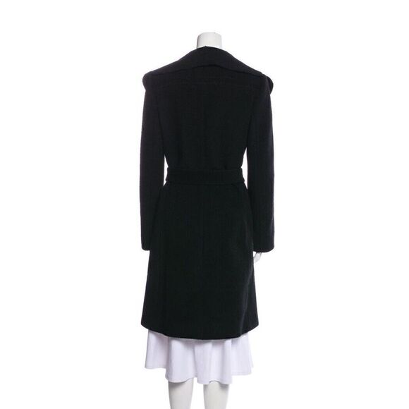 Just Cavall Virgin Wool Trench Coat Ruffle front sz 42 US 6 - Picture 3 of 13